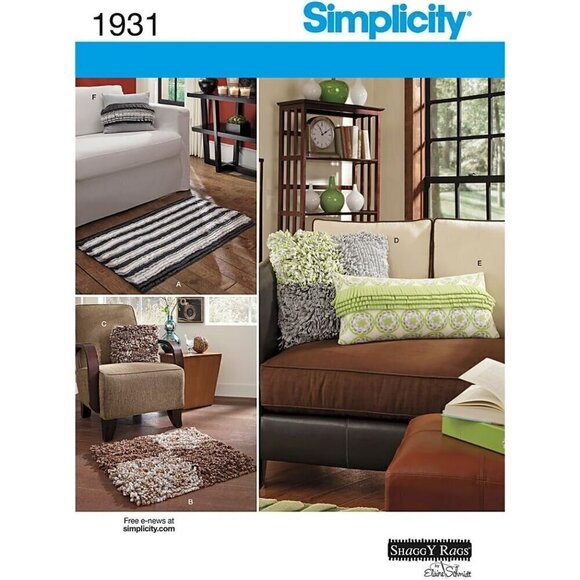 Simplicity Sewing Pattern 1931 Pillows Rugs Home Interior Decor - Picture 1 of 2
